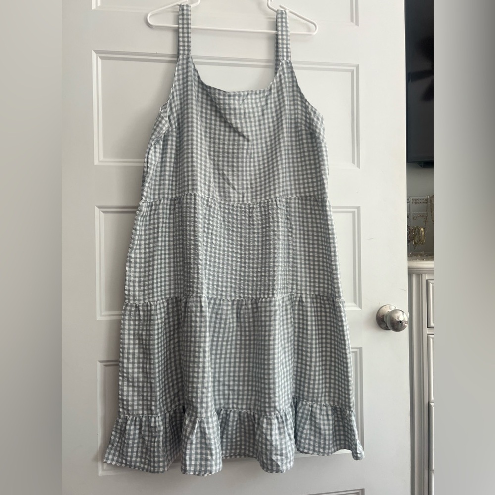 Blue Gingham Flowy Dress
